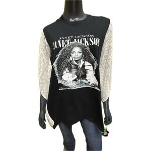 Janet Jackson Custom Upcycled Graphic Band Tee Kimono Top